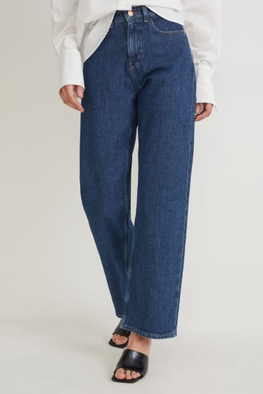 Femei - Relaxed jeans - talie înaltă - LYCRA® - denim-albastru