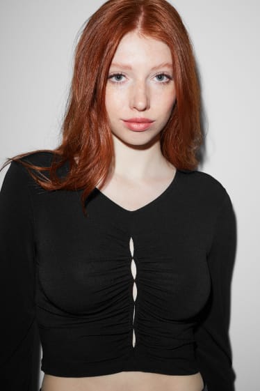 Exclusief online - CLOCKHOUSE - crop longsleeve - zwart