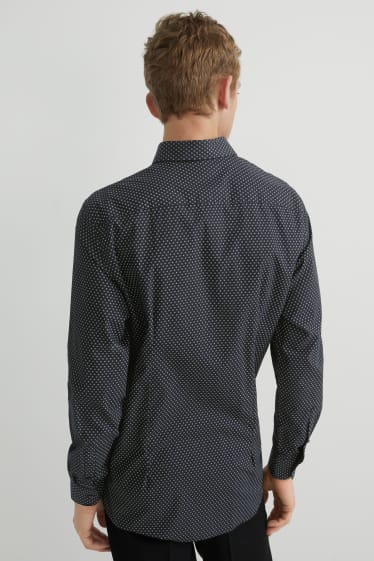 Uomo - Camicia business - slim fit - colletto alla francese - facile da stirare - fantasia - nero