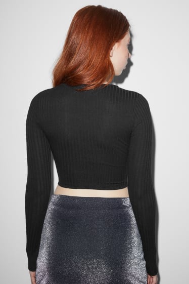 Exclusiu online - CLOCKHOUSE - samarreta crop de màniga llarga - negre