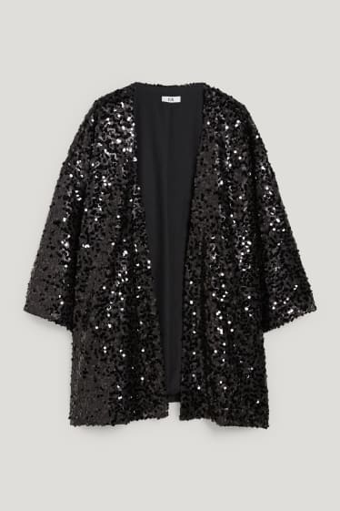 Dámské - Kimono s pajetkami - s třpytivými efekty - černá