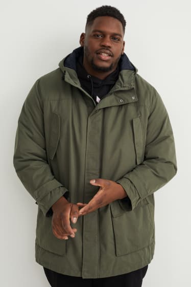 Hommes grandes tailles - Parka à capuche - vert foncé