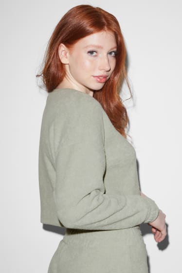 Clockhouse Girls - CLOCKHOUSE - cropped terry cloth sweatshirt - mint green