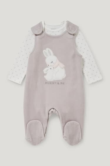 Baby Girls - Newbornoutfit - met biokatoen - 2-delig - grijs