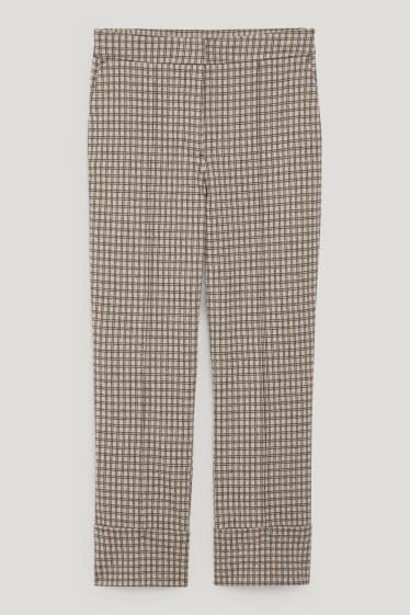Donna - Pantaloni - vita media - tapered fit - da materiali riciclati - a quadri - beige