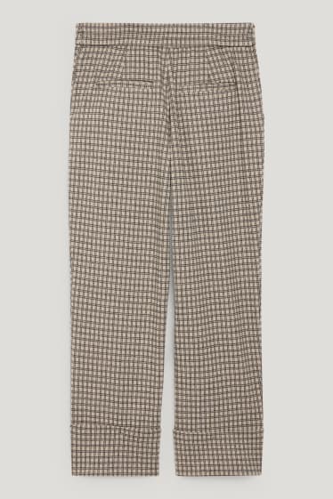Donna - Pantaloni - vita media - tapered fit - da materiali riciclati - a quadri - beige
