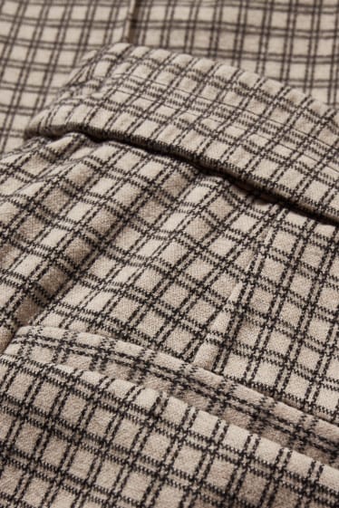 Donna - Pantaloni - vita media - tapered fit - da materiali riciclati - a quadri - beige