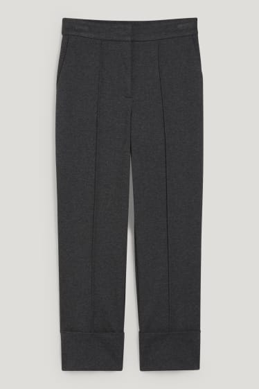 Damen - Stoffhose - Mid Waist - Tapered Fit - recycelt - dunkelgrau-melange