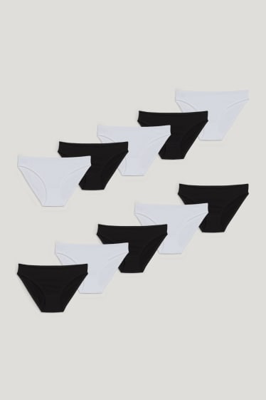 Damen - Multipack 10er - Slip - Bio-Baumwolle - schwarz