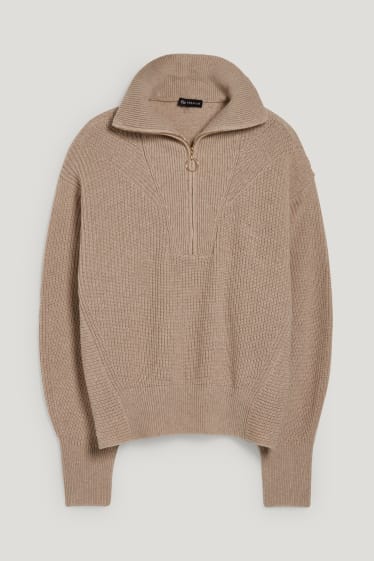 Damen - Pullover - hellbeige