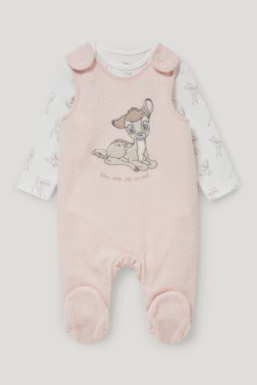 Baby Girls - Bambi - newbornoutfit - 2-delig - wit / roze