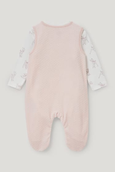 Baby Girls - Bambi - newbornoutfit - 2-delig - wit / roze
