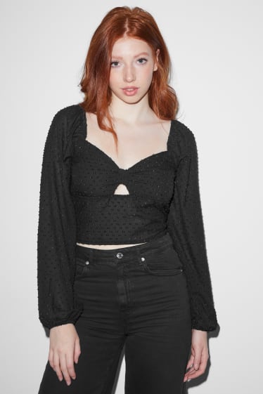Esclusiva online - CLOCKHOUSE - blusa taglio corto - nero