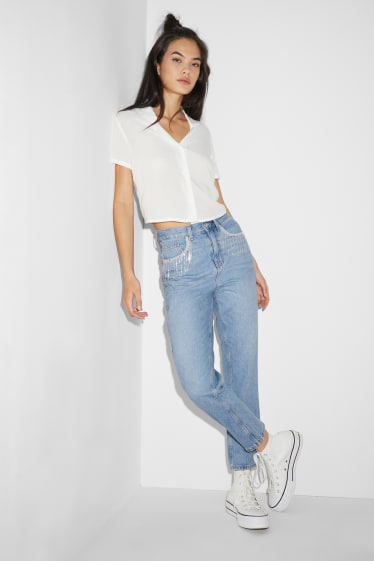 Exclusivo online - CLOCKHOUSE - mom jeans - high waist - vaqueros - azul claro