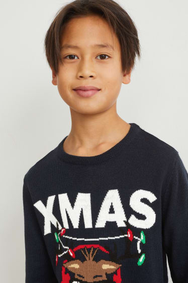Kids Boys - Weihnachtspullover - Rentier - dunkelblau