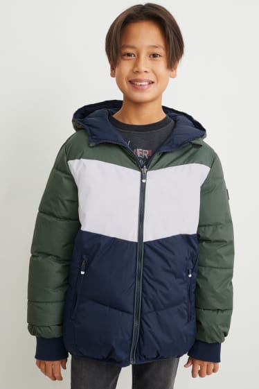 Bambini: - Giacca reversibile con cappuccio - bianco / verde scuro