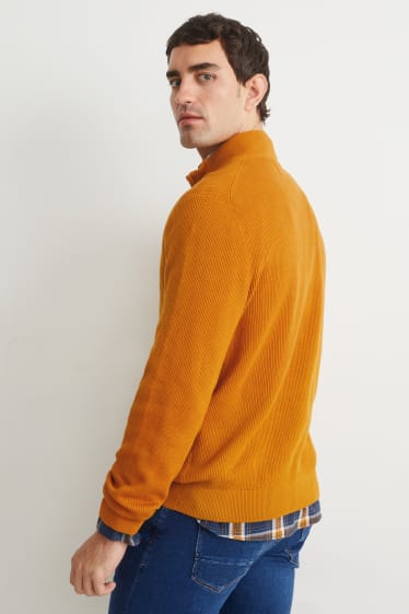 Herren - Pullover und Hemd - Regular Fit - Button-down - orange / blau