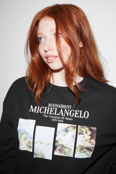 Online exclusive - CLOCKHOUSE - sweatshirt - MICHELANGELO The Creation of Adam - black