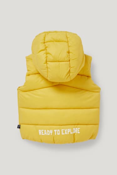 Miminka chlapci - Prošívaná vesta s kapucí pro miminka - žlutá