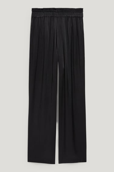 Donna - Pantaloni di stoffa - vita alta - gamba ampia - nero
