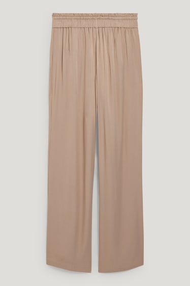 Women - Cloth trousers - high-rise waist - wide leg - beige