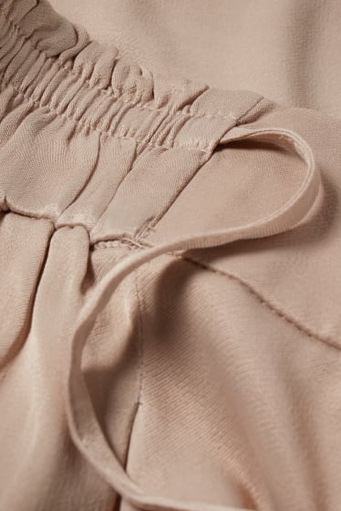Women - Cloth trousers - high-rise waist - wide leg - beige