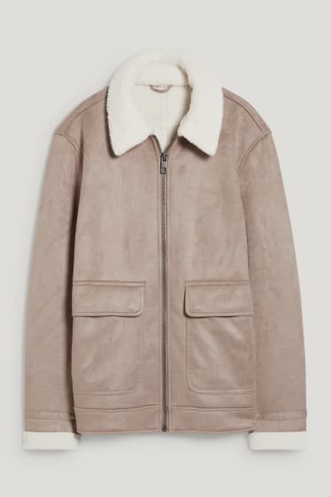 Hommes - Veste en peau de mouton - similisuède - taupe