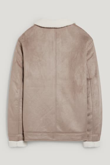 Hommes - Veste en peau de mouton - similisuède - taupe