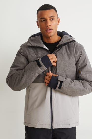 Hombre - Chaqueta de esquí con capucha - gris