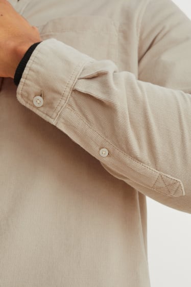 Uomo - Camicia di velluto a coste - regular fit - button down - beige