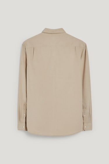 Heren - Corduroy overhemd - Regular Fit - button down - beige