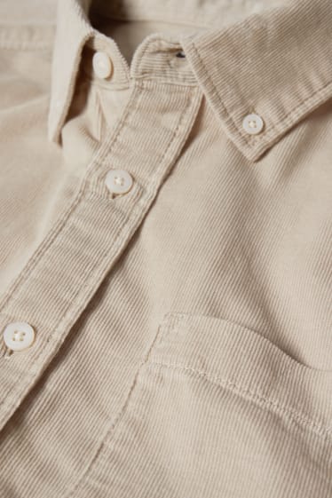 Uomo - Camicia di velluto a coste - regular fit - button down - beige