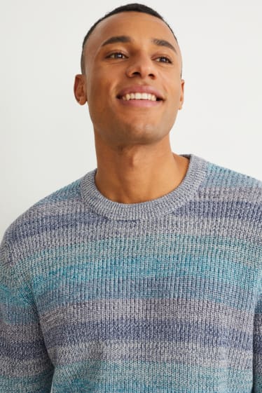 Herren - Pullover - gestreift - blau