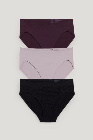 Damen - Multipack 3er - Slip - seamless - LYCRA® - schwarz