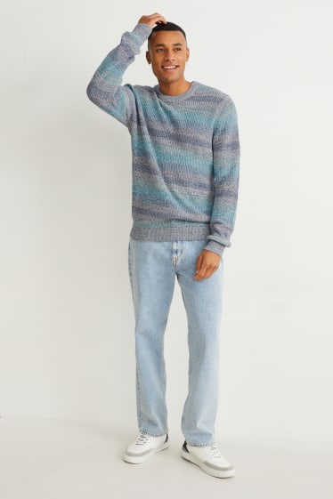 Herren - Pullover - gestreift - blau