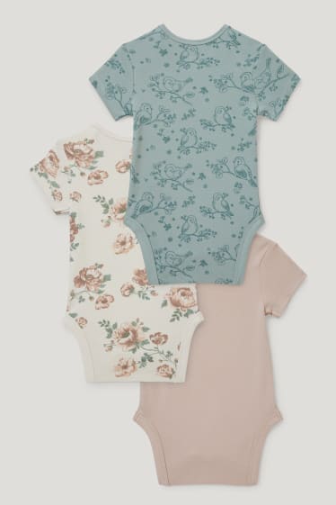 Bebés niñas - Pack de 3 - bodies para bebé - algodón orgánico - blanco / beis