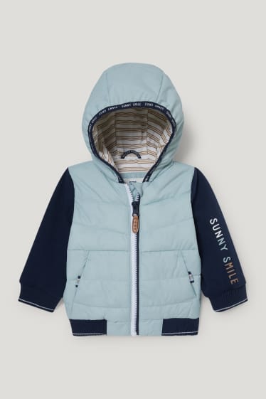 Baby Boys - Gewatteerde babyjas met capuchon - lichtblauw