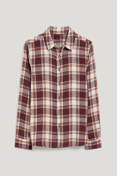 Toddler Boys - Cămașă din flanel - genderneutral - în carouri - bej / bordo