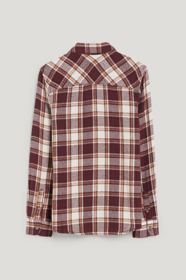 Toddler Boys - Cămașă din flanel - genderneutral - în carouri - bej / bordo