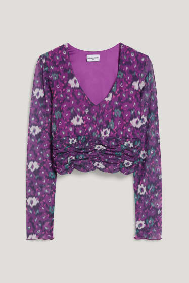 Clockhouse Girls - CLOCKHOUSE - tricou crop cu mânecă lungă - violet