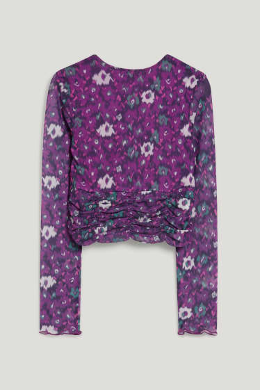 Clockhouse Girls - CLOCKHOUSE - tricou crop cu mânecă lungă - violet