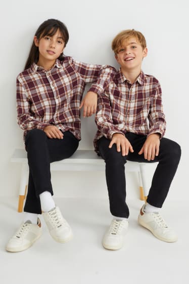 Toddler Boys - Cămașă din flanel - genderneutral - în carouri - bej / bordo