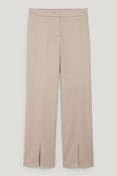 Dames - Pantalon - mid waist - wide leg - beige-mix