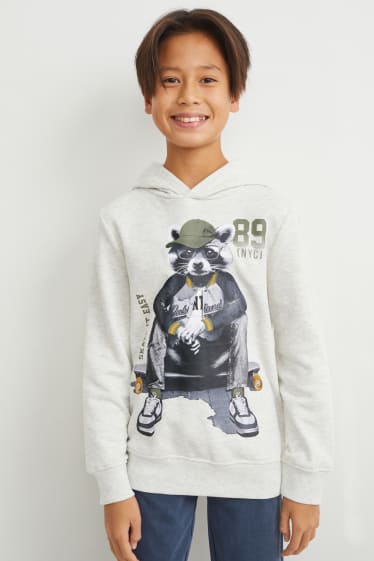 Bambini: - Felpa con cappuccio - grigio chiaro melange