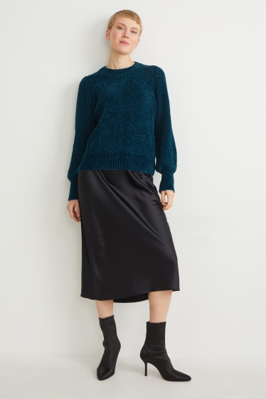 Mujer - Jersey de chenilla - reciclado - verde oscuro