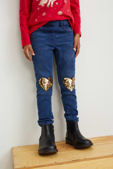 Filles - Lot de 2 - jegging jean - jean bleu