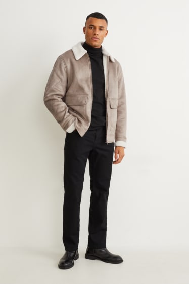 Hommes - Veste en peau de mouton - similisuède - taupe