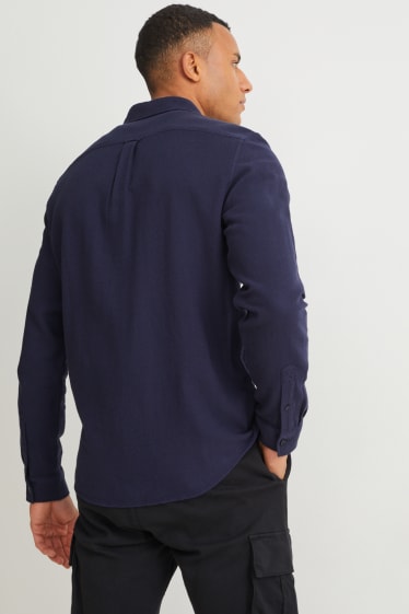 Men - Shirt - regular fit - kent collar - dark blue