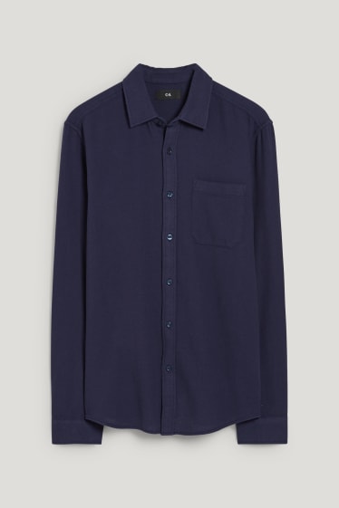 Men - Shirt - regular fit - kent collar - dark blue