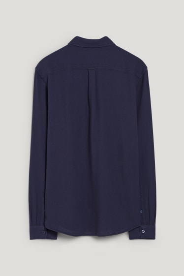 Men - Shirt - regular fit - kent collar - dark blue